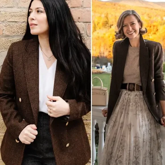 J.Crew Bristol Blazer Jacket Chocolate Brown Wool Double Breasted Size 10P - Picture 4 of 11